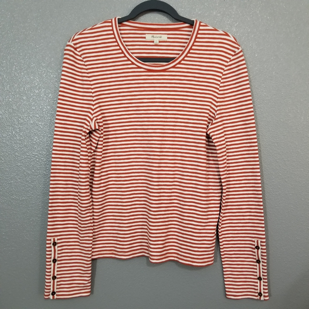 Madewell Striped Button Cuff Long Sleeve Shirt L